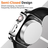 2 Pack Case Compatible with Apple Watch Series 9/8/7 41mm Case with Built-in Screen Protector, Ultra-Thin Hard PC Straight Edge Anti-Scratch Protective Cover for iWatch (Silver/Clear)