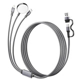 3-In-1 Usb C Travel Charging Cable For Apple Watch, Iphone, Lightning Devices, Multi Device Charger Cord For Office, Camping