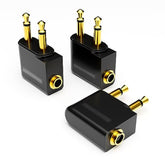 Airplane Headphone Adapter, Gold Plated Dual 3.5Mm Male To 3.5Mm Female Airplane Headphone Adapter For Audio Jack To Plug Air Plane Flight Connector Dual Socket Earphone - 3Pack
