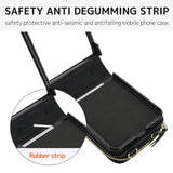 Hand Strap For Samsung Galaxy Z Flip 7 Case Wallet With Card Holder, Cute Shockproof Leather Detachable Cross-Body Lanyard For Samsung Z Flip 7 Case Purse,Galaxy Z Flip 7 Cover Women Girls Black