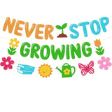 Spring Never Stop Growing Banner - Inspirational Classroom Decorations For Teachers, Office & Home Wall Decor, Pre-Strung Motivational Sign For Growth Party, Indoor Outdoor Backdrop