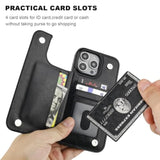 iPhone 16 Pro Max Wallet Case with Card Holder, Kickstand, Magnetic Clasp, Black