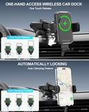Wireless Car Charger,15W Fast Charging Auto Clamping Phone Holders for Your Car Compatible with iPhone 16/15/14/13, for Galaxy S24 Ultra S23