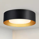 Modern Black and Gold Flush Mount Ceiling Light Glass Drum Lighting Fixture for Bedroom Bathroom Dining Room