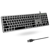 Backlit Mac Keyboard - Quiet, Sleek, And Functional - 3 Brightness Levels, 107 Keys, 5Ft Usb Wired - Apple Keyboard - Backlit Wired For Mac, Imac, Macbook Pro/Air - Space Gray