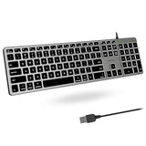 Backlit Mac Keyboard - Quiet, Sleek, And Functional - 3 Brightness Levels, 107 Keys, 5Ft Usb Wired - Apple Keyboard - Backlit Wired For Mac, Imac, Macbook Pro/Air - Space Gray