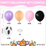 52pcs Halloween Balloons 12 Inch Pink Black Orange Purple Ghost Printed Party Decorations