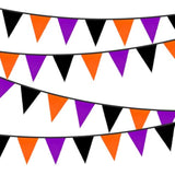 Orange Black Purple Halloween Pennant Banner 39ft Fabric Triangle Garland for Party Decor