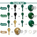 Emerald Green & Gold Balloon Garland Kit – Double Stuffed Arch for Birthday, Wedding, Party Decor