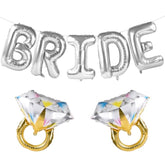 7pcs Large Silver Bride Balloons with 2 Ring Balloons for Bridal Shower Decor