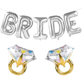 Large Bride Balloons Silver With 2 Ring Balloons For Bridal Shower Bachelorette Engagement Party Decorations, Silver