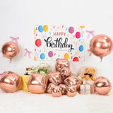 12Pcs Rose Gold Round Foil Balloons, 22" 15" 10" 4D Helium Ball Balloon, Metallic Rose Foil Balloon For Birthday Graduation Wedding Anniversary Bachelorette Disco Prom Party Decorations