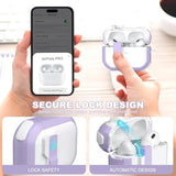 For Airpods Pro Case (2Nd/1St Gen), Dual-Color Design With Automatic Pop-Up Lid, Includes Cleaning Tool, Durable And Shockproof, Compatible With Wireless Charging, White/Purple