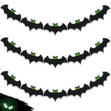 Halloween Decorations - Glow Eyes Bats Banner For Halloween Bats Decor (Pre-Strung)