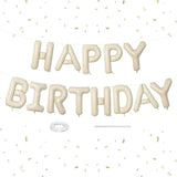 Happy Birthday Balloons Banner Beige,16 Inch Cream White Foil Letters Birthday Sign Banner Bunting For Boys Girls Men Women Birthday Party Supplies Decorations