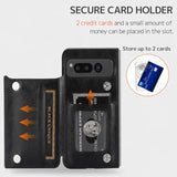 Compatible With Google Pixel Fold Wallet Case With Kickstand,Matte Pu Leather Protective Shockproof Anti-Scratches Anti-Drop Card Holder Wallet Case With For Google Pixel Fold 2023 Black