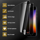 3 Pack Privacy Screen Protector For Iphone Se 2022/Se 2020/8/7, Anti Spy Tempered Glass 9H Hardness, Black Protector Anti Spy, Bubble Free, Anti-Scratch