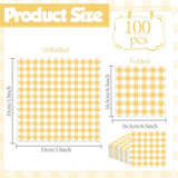 100Pcs 6.5 X 6.5Inch Yellow And White Checkered Scalloped Napkins Disposable Yellow Plaid Paper Napkin Gingham Party Decoration For Birthday Picnic Family Dinner Bbq Wedding Baby Shower Party Supplies