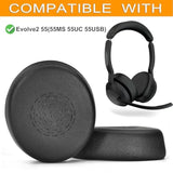 Evolve2 55 Ear Pads And Microphone Foam - Replacement Ear Cushions Compatible With Jabra Evolve2 55(55Ms 55Uc 55Usb) Wireless Headset, Ear Pads Cushions With Softer Protein Leather