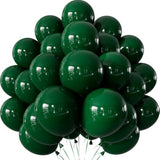 Dark Green Balloons - Forest Green Balloons 12 Inch Round Latex Balloon With Ribbons Shiny Party Balloon For Birthday Football Baby Shower Jungle Safaril Theme Party Decorations, 50Pcs