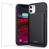 Battery Case For Iphone 11/Xr (6.1Inch),Upgraded 7500Mah Slim Portable Charger Case Cover,External Battery Pack Charging Case With Tempered-Glass Screen Protector For Iphone 11/Iphone Xr (Black)