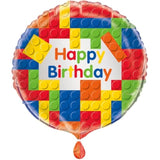 Building Blocks Birthday Round Foil Balloon - 18" - Vibrant & Eye-Catching Party Decor - Perfect for Unforgettable Celebrations