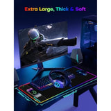 Rgb Gaming Mouse Pad With Wireless Charging, 800 * 300 Large, 24 Light Effects, Non-Slip Base, Waterproof Ultra-Smooth Surface