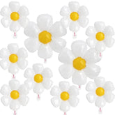 8Pcs Daisy Balloons Huge Flower Balloon With Two Size White Daisy Party Decorations Large Foil Mylar Balloons Birthday Decoration Wedding Décor