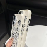 Designed For Iphone Case, Cute Cat Butterfly Star Lucky Line Drawing Soft Phone Case (White,For Iphone 13)