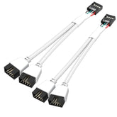 2 Pack Motherboard Usb 2.0 To Dual 9 Pin Extension, Usb Header Splitter For Internal Motherboard (Braided White)