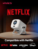 Gimbal N5 Compatible With Netflix & Auto Focus Keystone Smart Mini Projector With Wifi6 And Bluetooth, Portable Projector Native 1080P & Voice Controlled, 4K Home Movie Projector, White