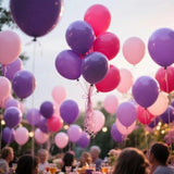 100Pcs Pink And Purple Balloons 12 Inch With Ribbon For Girls Women Birthday Wedding Party Decorations