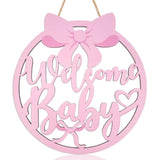 Pink Bow Baby Shower Decorations For Girl Welcome Baby Wooden Sign Coquette Baby Shower Party Decorations Pink Bow Wooden Sign Photobooth Props For Gender Reveal Party Supplies