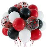60 Pack 12 Inch Black Red White Confetti Balloons Birthday Wedding Party Decorations