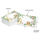 Table Place Card, Jungle Safari Animal Themed Tent Style Cards, Pack Of 25 Half-Fold Reception Place Cards, Perfect For Baby Showers, Jungle Safari Birthday Party, Special Events A28