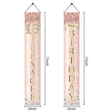 10Th Birthday Door Banner Decorations For Girls, Pink Rose Gold Double