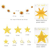 Gold Star Garland Hanging Twinkle Little Star Decorations Glittery Gold Party Supplies For Baby Shower Birthday New Year Eve Bridal Graduation Christmas Ramadan Eid Galaxy Theme Star Decor