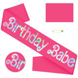 Birthday Babe Sash With Iridescent Foil, Hot Pink Birthday Sash For Girls, Birthday Gift For Women, Happy Birthday Sash For Official Teenager Sweet 16, 21St 30Th 40Th 50Th Or Any Other Bday Party