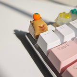Cartoon Capybara Keycap,Custom 3D Handmade Clay Artisan Esc Keycap,Cute Keycaps Personalized Replacement Key Caps For Cherry Mx Mechanical Gaming Keyboard (Orange Capybara)
