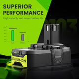 3000mAh P102 18V Lithium Battery Replacement for Ryobi One+ 18V Tools