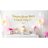 Dancing Queen Young & Sweet Only 17 Gold Glitter Banner - 17Th Birthday Party Decorations