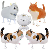 5 Pcs Cat Balloons Walking Cat Birthday Decorations for Kids Cat Lovers