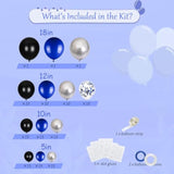 133Pcs Blue Black Silver Balloons Arch Kit, 18/12/10/5 Inch Royal Blue Metallic Silver Confetti Balloons For 2025 Graduation, Birthday, Wedding, Father’S Day Party Decorations