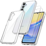 JETech 3 in 1 Case for Samsung Galaxy A15 5G / 4G 6.5-Inch, with 2-Pack Screen Protector, Tempered Glass Film, Shockproof Bumper Phone Protective Cover Clear Back (Clear)
