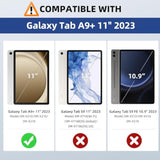 Moko Case For Samsung Galaxy Tab A9 Plus 11" 2023 (Smx210/Smx216/Smx218), Pu Leather Multiangle Viewing Folding Stand Cover Case With Hand Strap, Front Pocket, Auto Wake/Sleep, Denim Blue & Brown