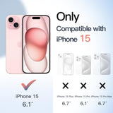 JETech Magnetic Case for iPhone 15 6.1-Inch Compatible with MagSafe, Shockproof Phone Bumper Cover, Solid Color Matte TPU Frame, Anti-Scratch Clear Back (Pink)