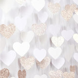 Champagne-Gold Milky-White Birthday Party-Decorations Heart-Garland - 52Ft Wedding Hanging Streamers Banner,Bachelorette Engagement Romantic Special Night Baby Bridal Shower Backdrop Decor