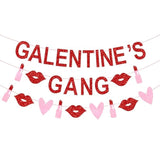 Galentine’S Gang Banner, Happy Galentine’S Day Banner, Galentines Day Decorations, Hgb Valentine’S Day Party Decorations, Girl Lady Galentines Day Party Decorations With Hearts Garland, Pre-Assembled
