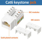 100 Pack Cat6 Cable Rj45 Keystone Jack Utp Modular Ethernet Jack Insert 90-Deg