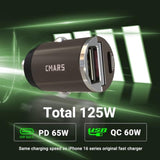 125W (Pd65W+Qc60W) Car Charger Usb C/A Plug Outlet, 12-24 Volt Dual Port Fast Charge, Cigarette Lighter Adapter For Iphone 16/15/14/13/12/Pro/Max, Macbook/Ipad/Samsung/Other Android Devices